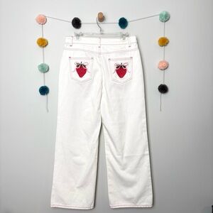 Edikted Strawberry Bow pocket Straight Leg White Jeans